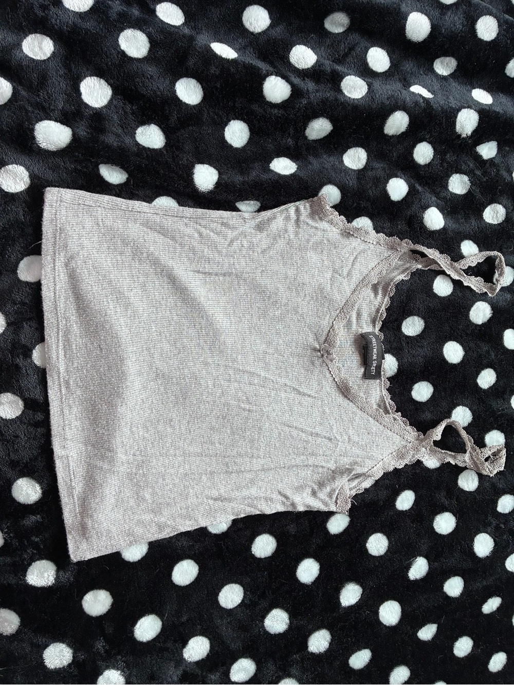 Lace-Trim Ribbed Tank Top - Taupe
